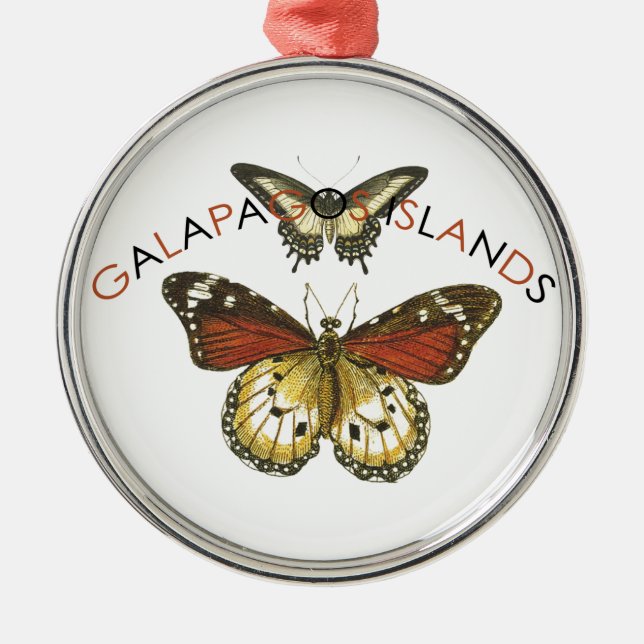 Ornement Rond Argenté Papillon des îles Galapagos (Devant)
