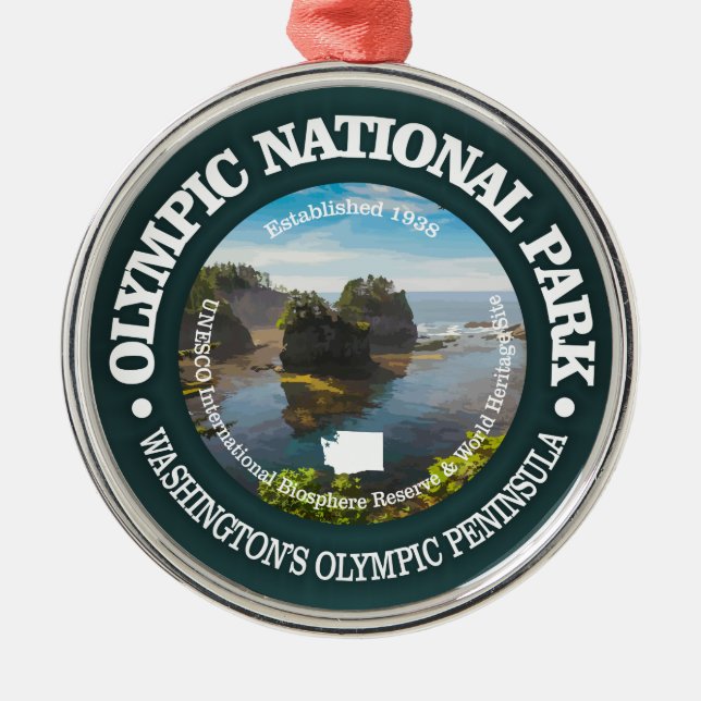 Ornement Rond Argenté Parc national olympique (Devant)