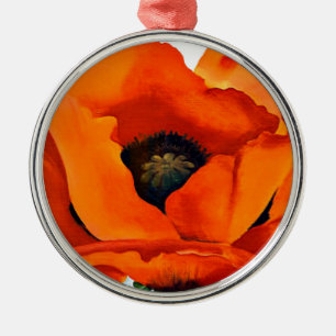 Ornement Rond Argenté Pavot de rouge de stupéfaction Georgia O'Keeffe