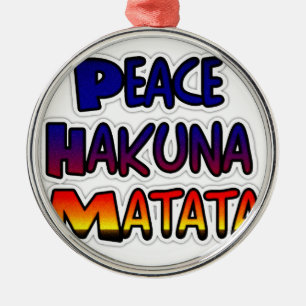 Ornement Rond Argenté Peace Hakuna Matata Gradient Art