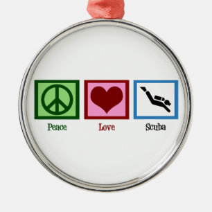 Ornement Rond Argenté Peace Love