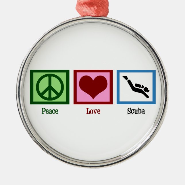 Ornement Rond Argenté Peace Love (Devant)