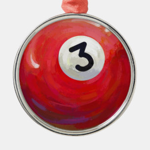 Ornement Rond Argenté Peint 3 Motif de billard
