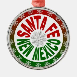 Ornement Rond Argenté Père Noël Fe Nouveau Mexique