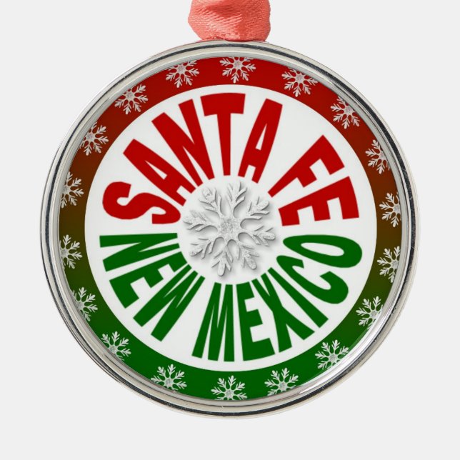 Ornement Rond Argenté Père Noël Fe Nouveau Mexique (Devant)