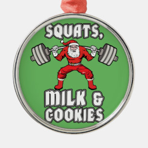 Ornement Rond Argenté Père Noël - Squats, Lait et Cookies