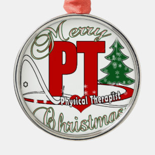 Ornement Rond Argenté Physiothérapeute de pinte de NOËL