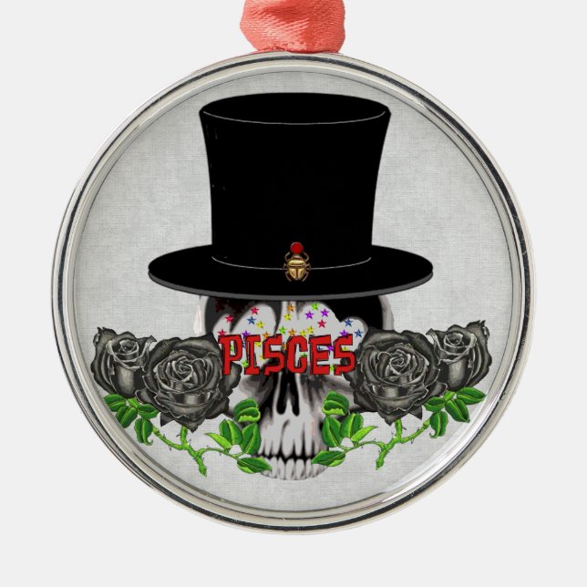 Ornement Rond Argenté Pisces Skull (Devant)