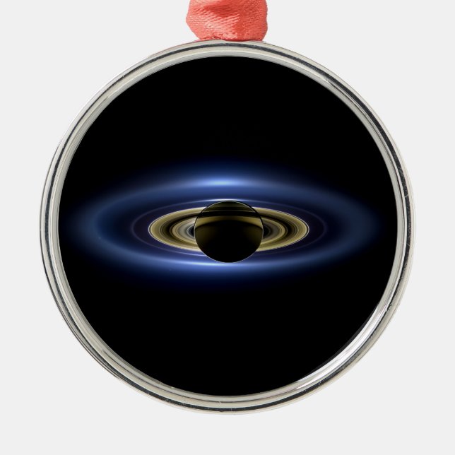 Ornement Rond Argenté Planète Saturn devant le Sun (Devant)