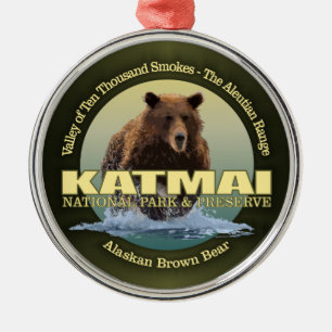 Ornement Rond Argenté POIDS de Katmai (ours Brown)