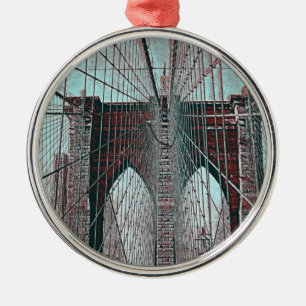 Ornement Rond Argenté Pont de Brooklyn dans NYC