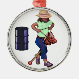 Ornement Rond Argenté Première course de baril