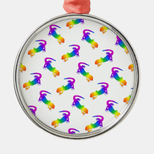 Ornement Rond Argenté Rainbow Salamander
