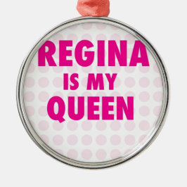 Ornement Rond Argenté Regina est ma reine