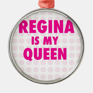 Ornement Rond Argenté Regina est ma reine