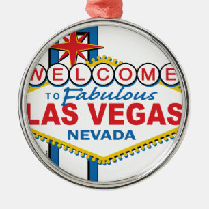 Ornement Rond Argenté Rétro signe de Las Vegas