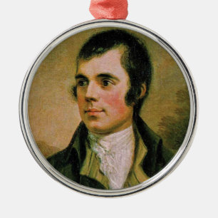 Ornement Rond Argenté Robert Burns fête la nuit de Burn