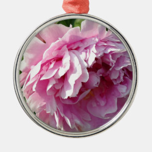 Ornement Rond Argenté Romantique élégant rose floral Peonies rose