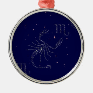 Ornement Rond Argenté scorpio étoiles