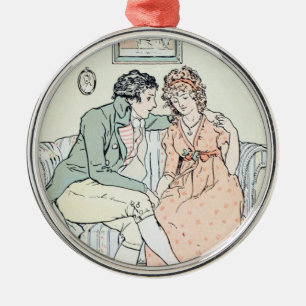 Ornement Rond Argenté Sens de Jane Austen et Noël de sensibilité