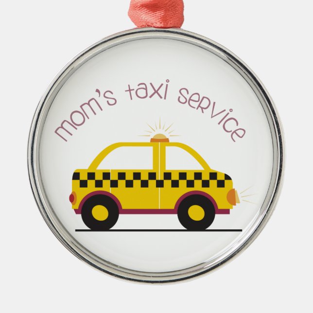 Ornement Rond Argenté Service de taxi de mamans (Devant)