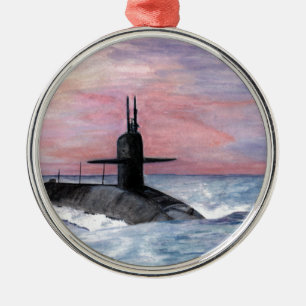 Ornement Rond Argenté Sous-marin de la classe Ohio