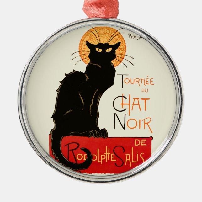 Ornement Rond Argenté Steinlen Chat noir classique (Devant)