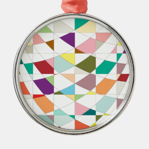 Ornement Rond Argenté Tapisserie aux couleurs Abstraites