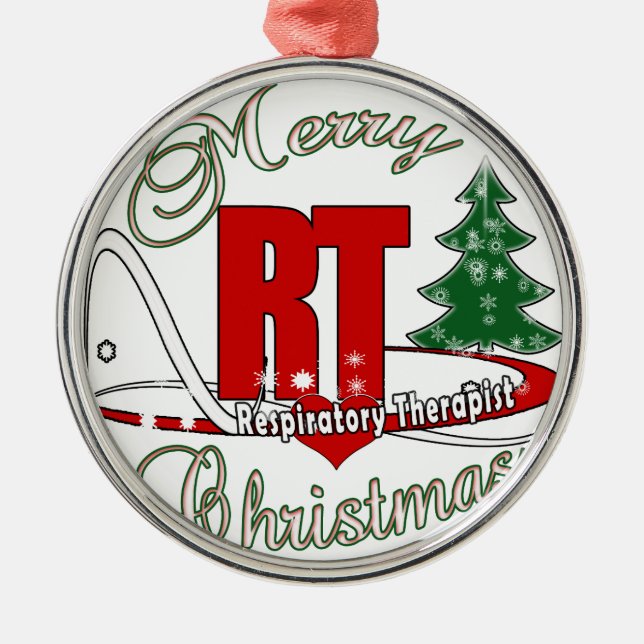 Ornement Rond Argenté Thérapeute respiratoire de NOËL droite (Devant)