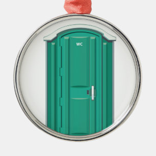 Ornement Rond Argenté Toilette de Portable de turquoise
