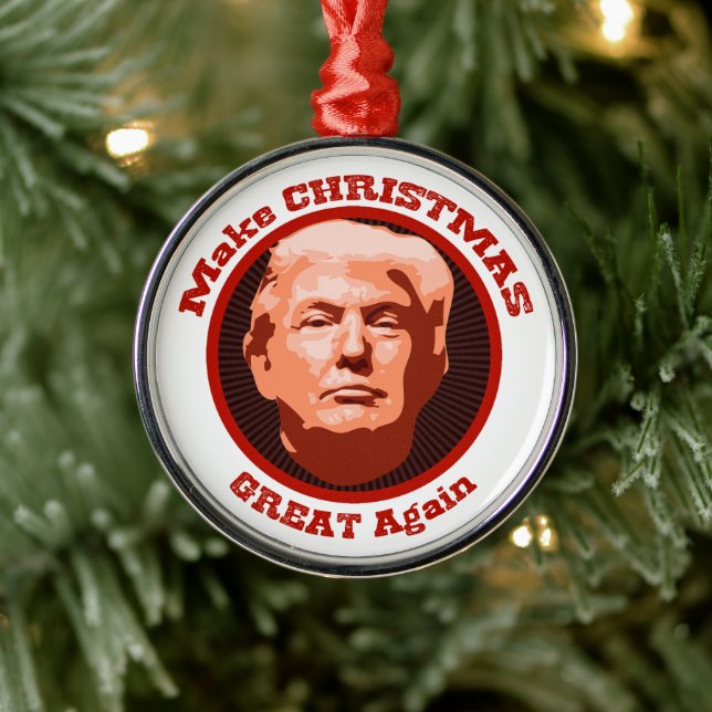 Ornement Rond Argenté Trump Grand Noël (Arbre)