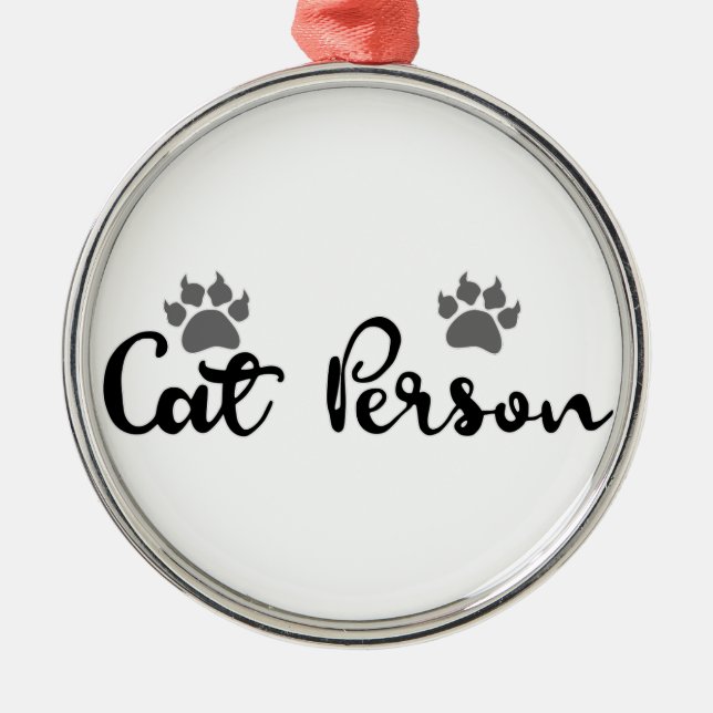 Ornement Rond Argenté Typographie d'une personne de chat (Devant)