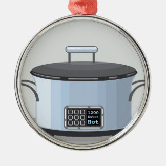 Ornement Rond Argenté Vecteur à cuisson lente de pot de cruche