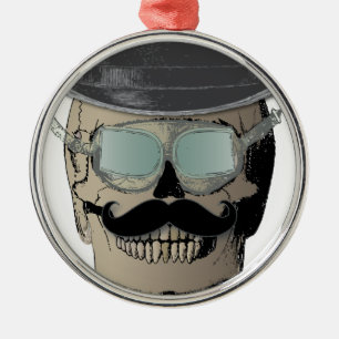 Ornement Rond Argenté Voyageur de M. Bones Steam Punk Time