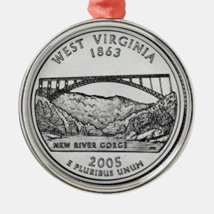 Ornement Rond Argenté West Virginia State Quarter