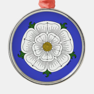 Ornement Rond Argenté White Rose of York