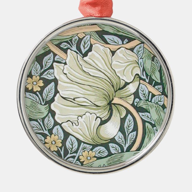 Ornement Rond Argenté William Morris Pimpernel Fond d'écran floral (Devant)
