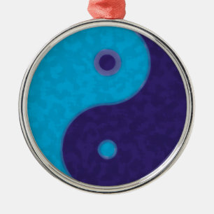 Ornement Rond Argenté yin yang zen méditation tao