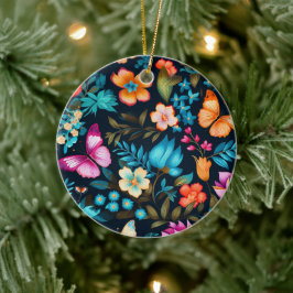 Ornement rond au design floral vibrant