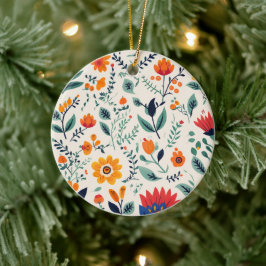 Ornement rond avec motif floral vibrant