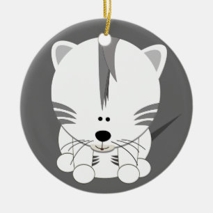 Ornement rond blanc de CUB de tigre