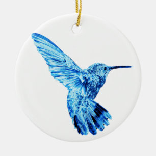 Ornement rond de colibri bleu