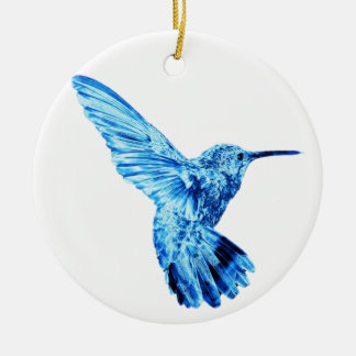 Ornement rond de colibri bleu