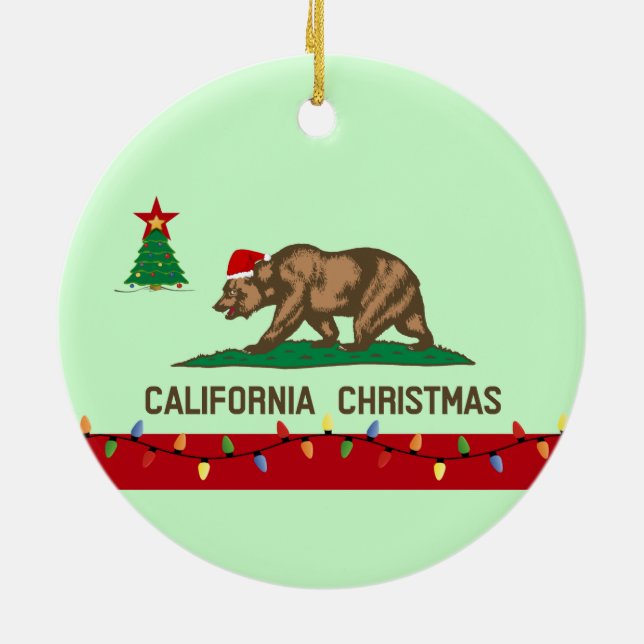 Ornement rond de drapeau de Noël de la Californie (Dos)