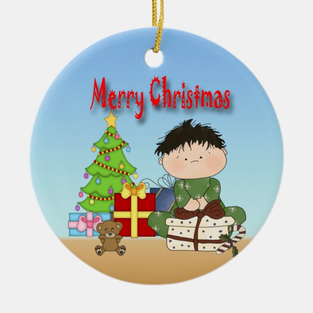 Ornement rond de garçon d'enfant en bas âge de (Devant)