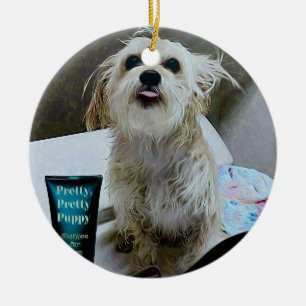 Ornement rond drôle de chiot mignon de Morkie