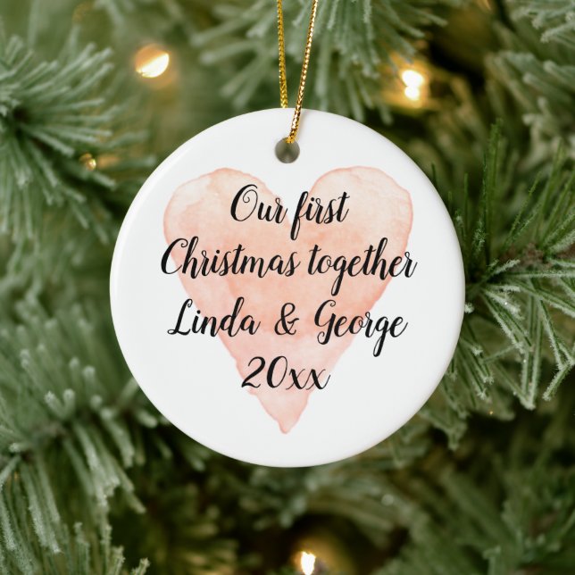 Ornement Rond En Céramique 1er Noël ensemble couple de Noël (Arbre)