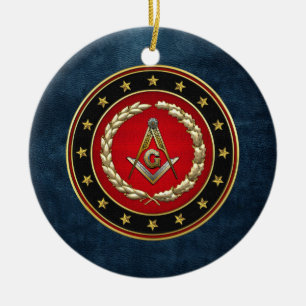 Ornement Rond En Céramique [200] Masonic Square and Compasses [3rd Degree]