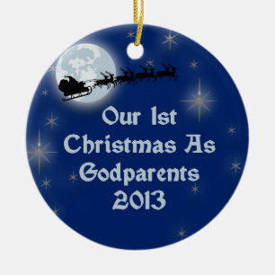 Ornement Rond En Céramique 2013 notre ęr Noël comme parrains