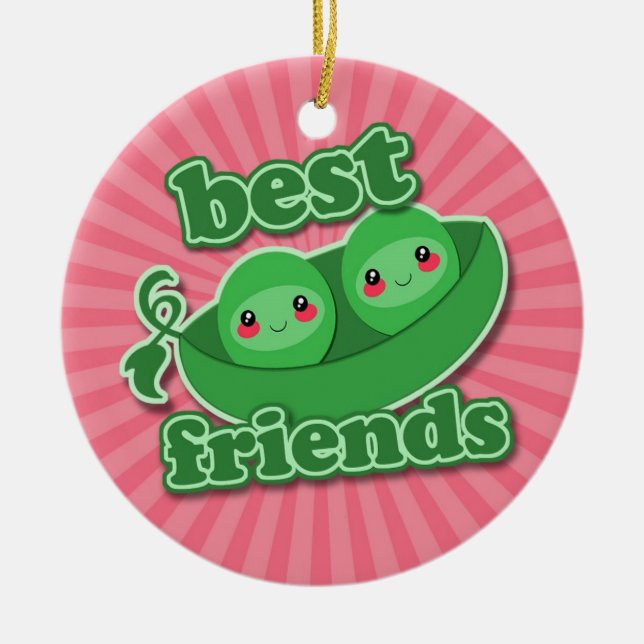 ORNEMENT ROND EN CÉRAMIQUE 2 MEILLEURS AMIS DE POIS (Devant)